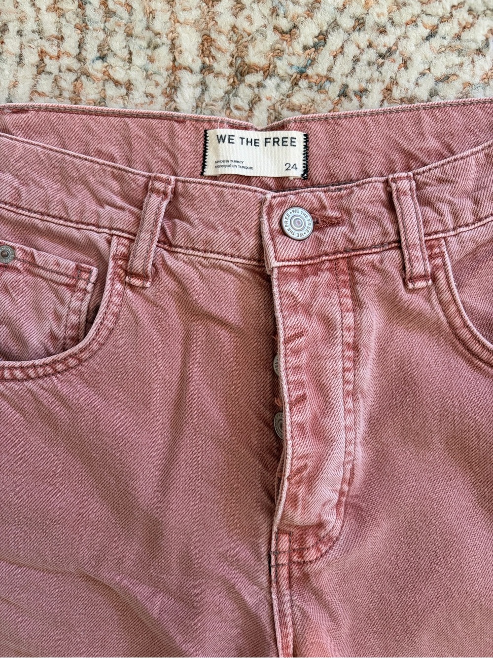 Free People Dusty Rose Barrel Jeans. - Picture 2 of 4